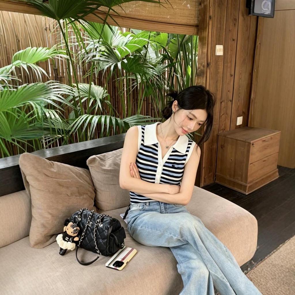 High-Quality European Style Striped Knit Vest - Slim, Fashionable, Versatile