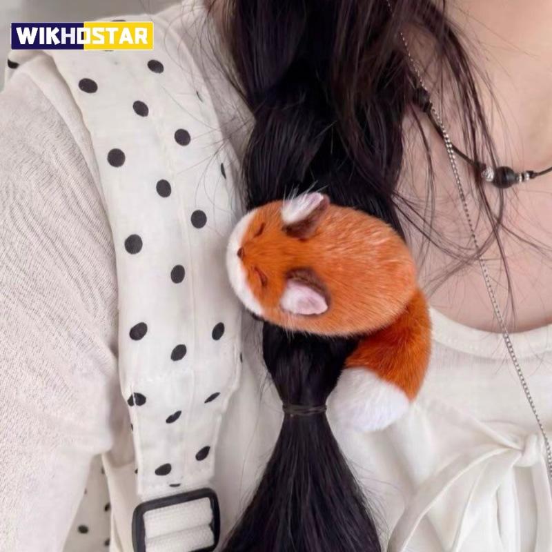 Kawaii flauschige Plüschfuchs Haarspangen niedliche 3D-Fuchsschwanz Pony-Clips Damen Cartoon-Tier Seitenhaar-Accessoires