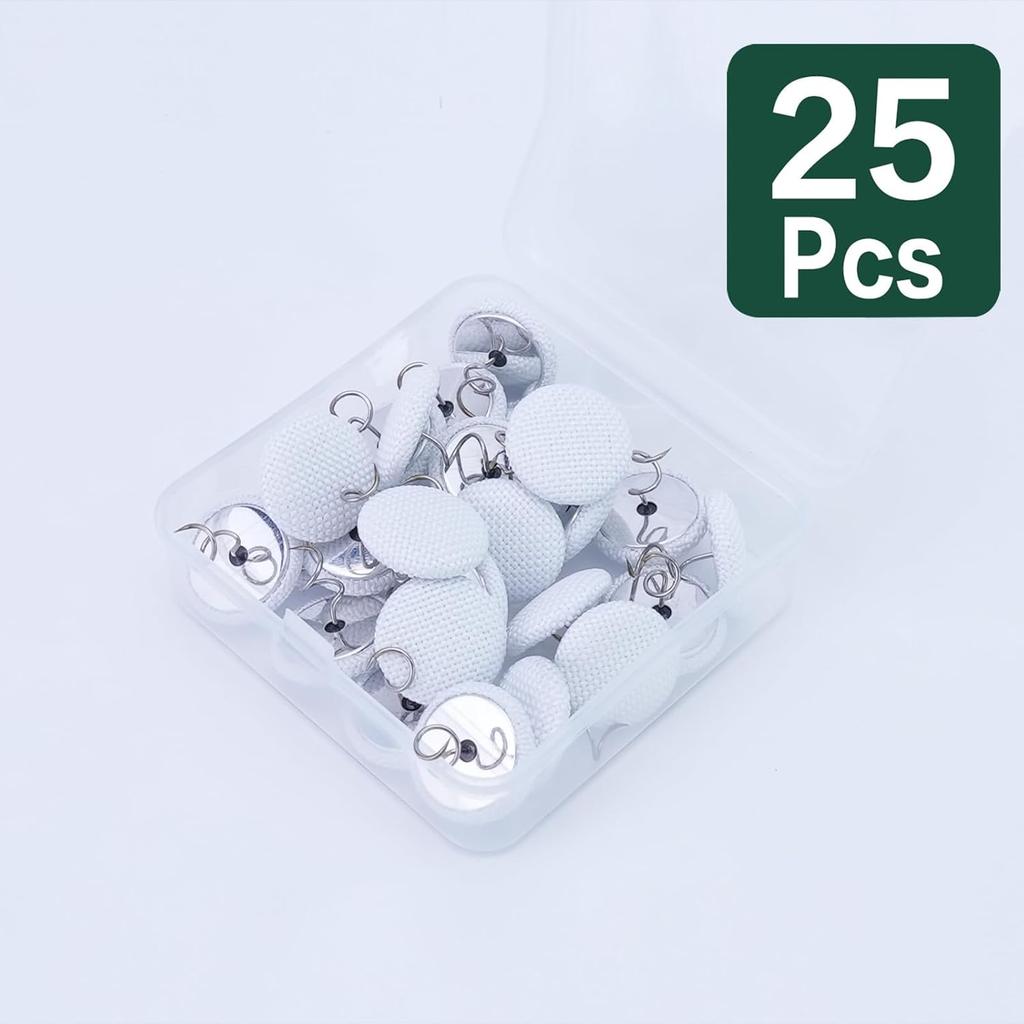 25 Pcs Bed Skirt Pins 0.8" Upholstery Tacks Twist Pins Headliner Pins for Bedskirts Slipcovers Armrest Covers and Upholstery. (White, 25)