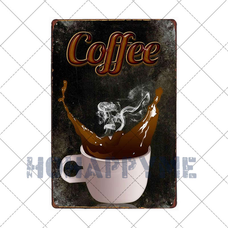 Letrero de Café Retro Decoración de Café Bar Placa Vintage Tienda de Bebidas Decorativo Pared Pub Club Póster 20x30cm