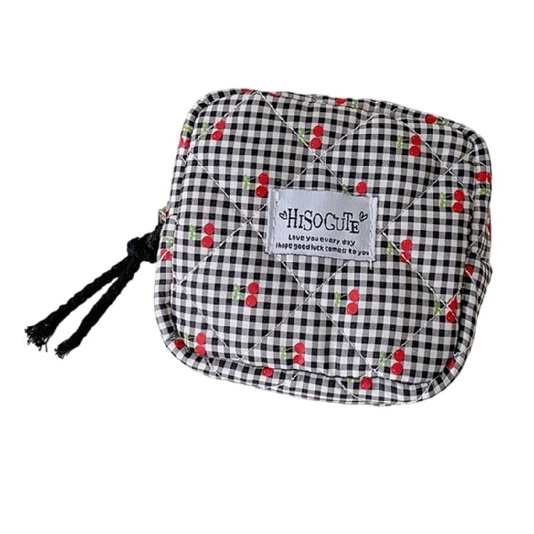 Cherries Decoration Sanitary Pad Storage Bag Water Resistant Practical Polyester Organizer For Travel Cosmetic