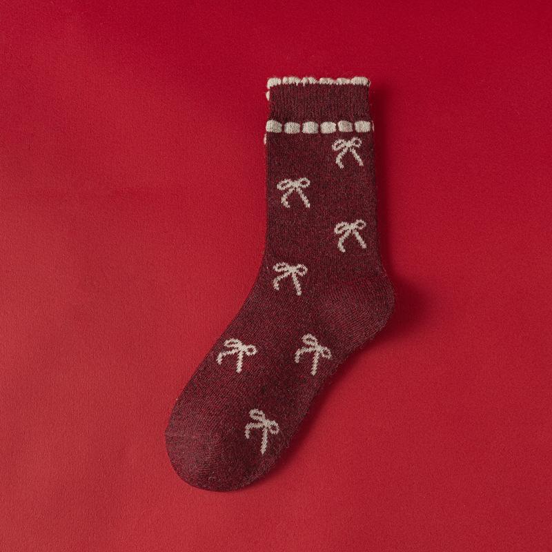 

Wool Socks Children S Red Medium Tube Stacking Socks Wind Cashmere Socks Winter Warm Women S Socks One size fits all