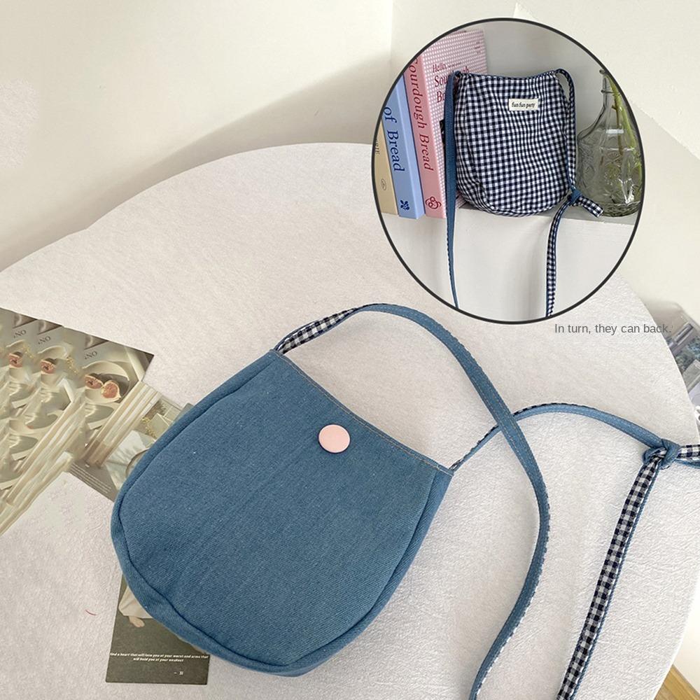 Double-sided Available Crossbody Phone Pouch Cute Grid Shoulder Bag Casual Small Square Bag  Travel