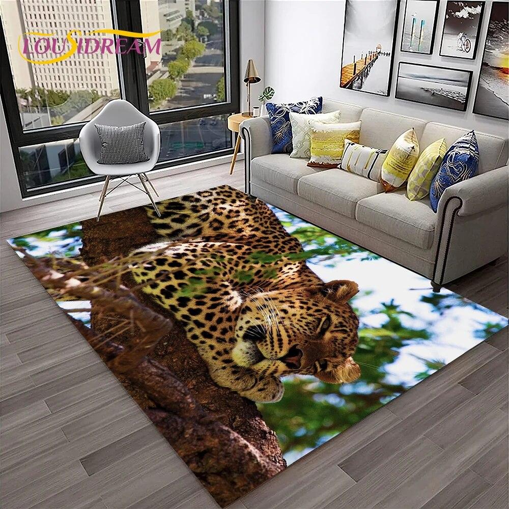 Beast Leopard Cheetah Cartoon Animal Carpet Rug for Home Living Room Bedroom Sofa Doormat Decor,kids Area Rug Non-slip Floor Mat
