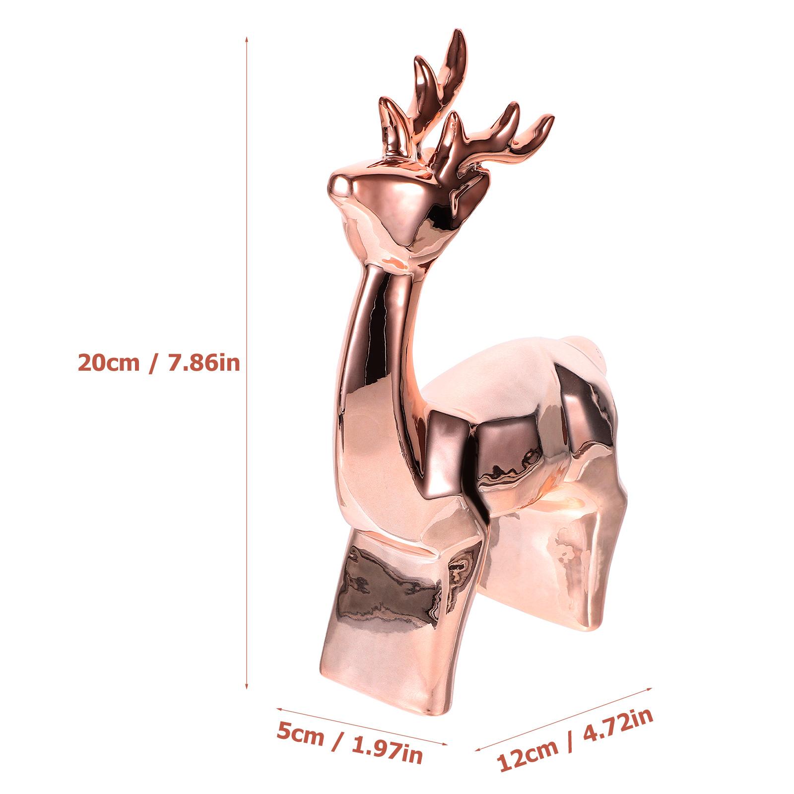 

Ceramic Deer Statue Fine Craftsmanship Living Room Bedroom Decorative Piece Small Animal Statue for Shelf Display рожевий колір золота