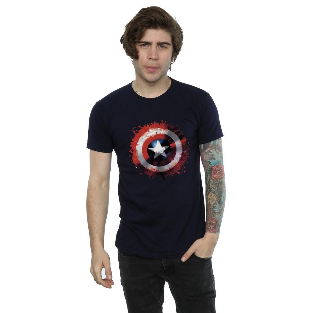 Marvel Mens Avengers Captain America Art Shield T-Shirt