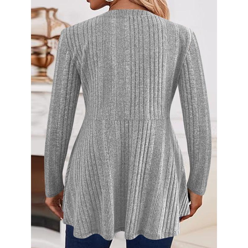 Long Sleeved Casual Solid Color Simple Cardigan Jacket for Autumn and Winter Mid Length Women's Knitted Sweaters
