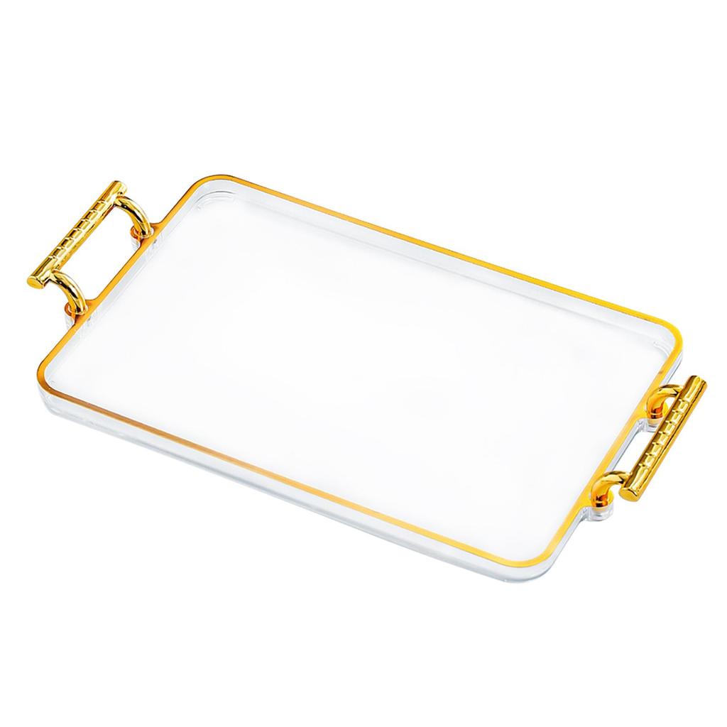 Decorative Trays for Home Decor Plastic Tray with Handles for Serving Coffee Snacks Perfume Jewelry