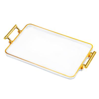 Decorative Trays for Home Decor Plastic Tray with Handles for Serving Coffee Snacks Perfume Jewelry