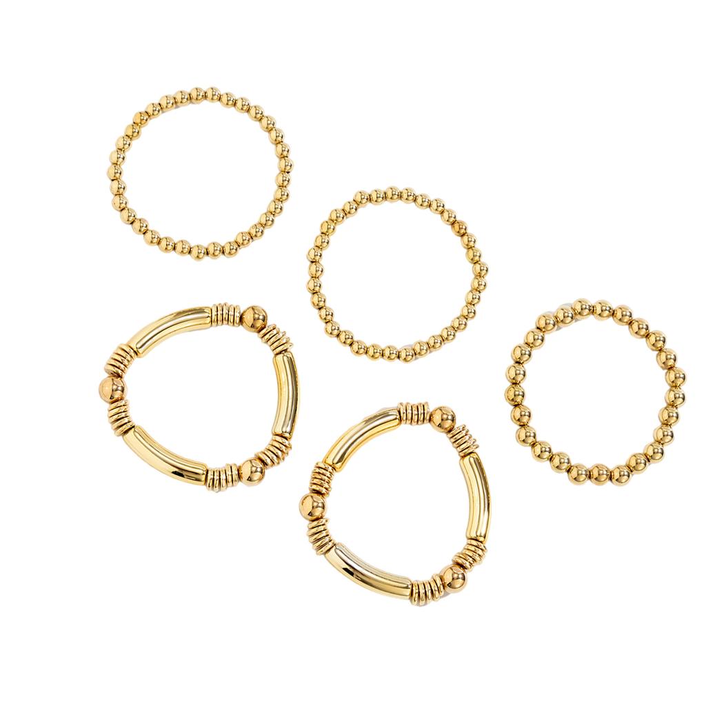 Pack of 5 Adjustable Metal Bracelet Set Stackable Wrist Jewelry Versatile Handchain For Casual and Formal Event