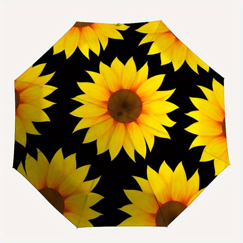 

1pc Sunflower Pattern Automatic Folding Umbrella, Portable & Foldable Design with 8 Ribs, Casual Outdoor Accessory yy250729112