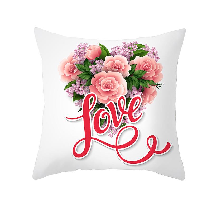 Pink Series Valentine's Day Peach Skin Pillowcase Home Sofa Cushion Cover Square Pillowcase