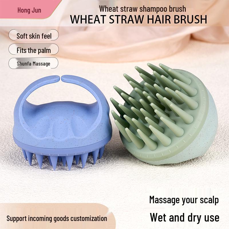 Wheat Straw Handle Shampoo & Scalp Massager Brush with Short/Long Teeth