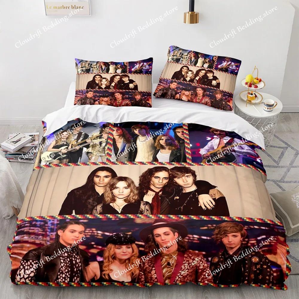 Maneskin Damiano David Bedding Set Pillowcase Rock Band Maneskin Quilt Cover Gift for Rock Band Enthusiasts