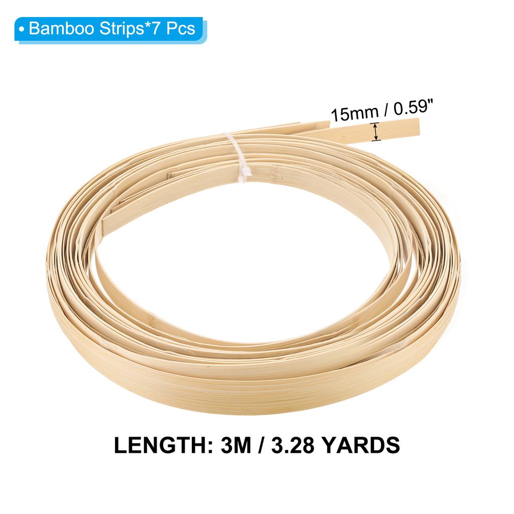 10 Ft Bamboo Rattan Weaving Cane Bundle of 2/3/7 Bamboo Strips Weave Basket Weaving Supplies for Crafting DIY Making, Wooden