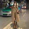 High-End Thickened Woolen Trench Coat with Horn Buttons Autumn Winter Mid-Length Outer Wear