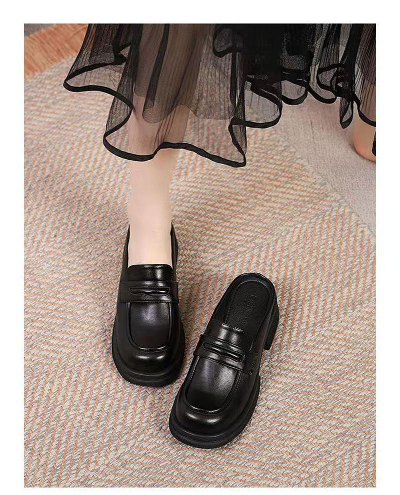 New Thick Bottom Round Head Rear Air Mouller Slippers for Women's Flat Flat Casual Cool Slippers
