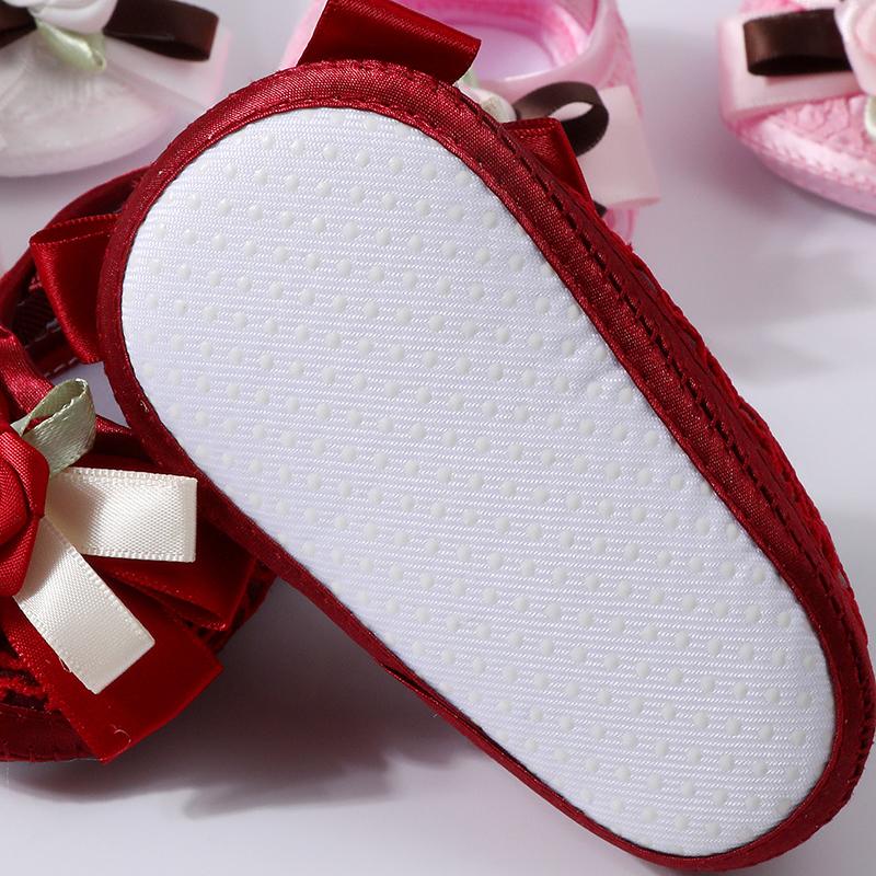 Baby Girl's Shoes Flower Bowknot Decoration Non-Slip Infant Princess Shoes For 0-1 Year Old