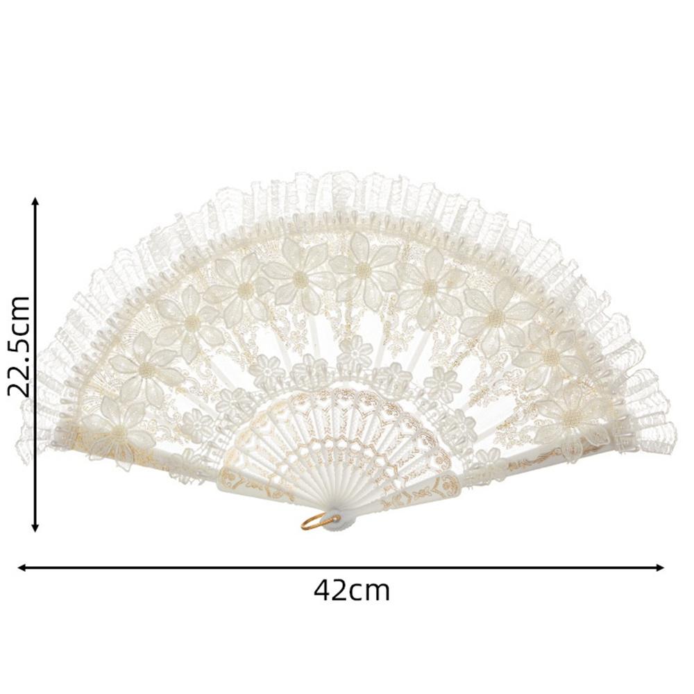 Fashion Wedding White Lace Folding Fan Plastic Wedding Cosplay Party Home Decorative Fan Ancient Bride Hand Fan Decoration