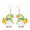 Lebhafter Gnom mit Sonnenbrillen-Stil Acryl-Ohrringe für Damen, Entzückende Gnom-Ohrhänger mit tropischen Früchten, Design für Alltag und Party