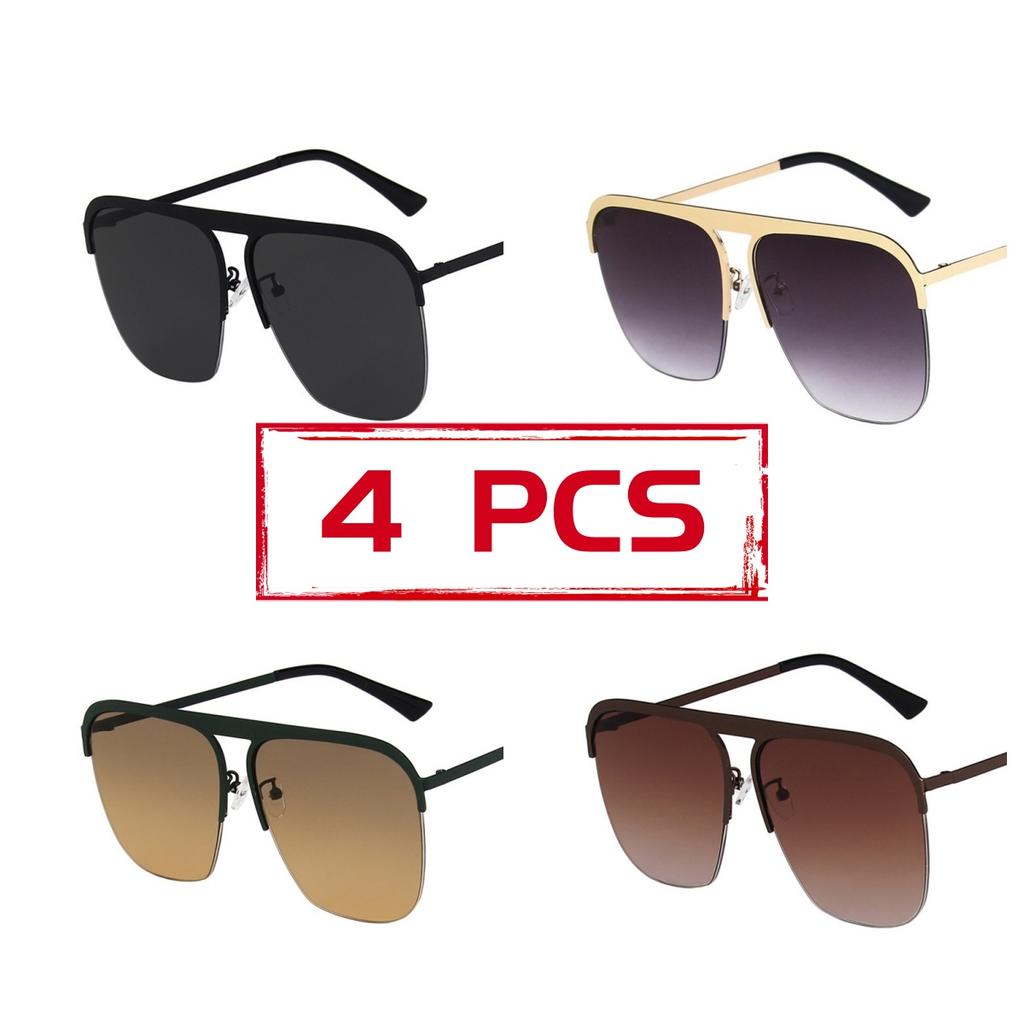 Gradient Colour Single Beam Retro Metal Half Frame Sunglasses Outdoor Travel Beach Picnic Sunglasses Women'S Daily Accessories