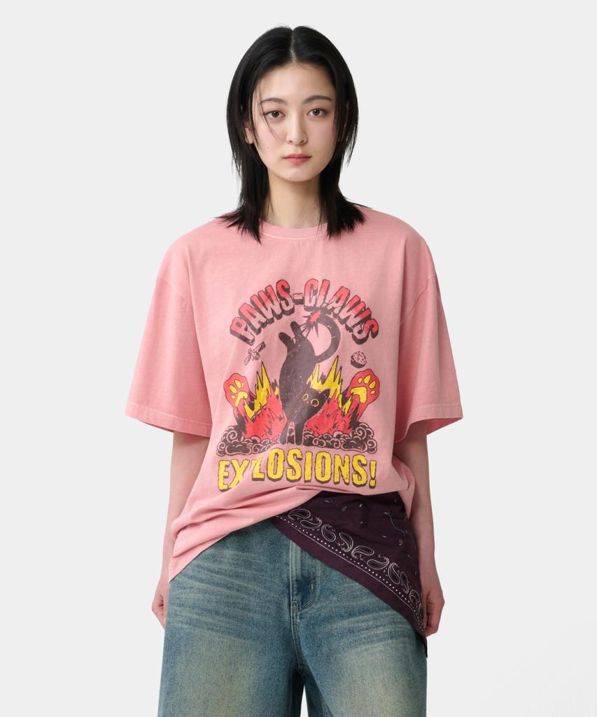 GROOVE RHYME Pigment Graphic Short Sleeve T-Shirt - Pink (Lrbmctr700M)