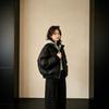 PU leather fake two-piece hooded jacket padded jacket women's winter warm padded jacket American short silhouette padded jacket