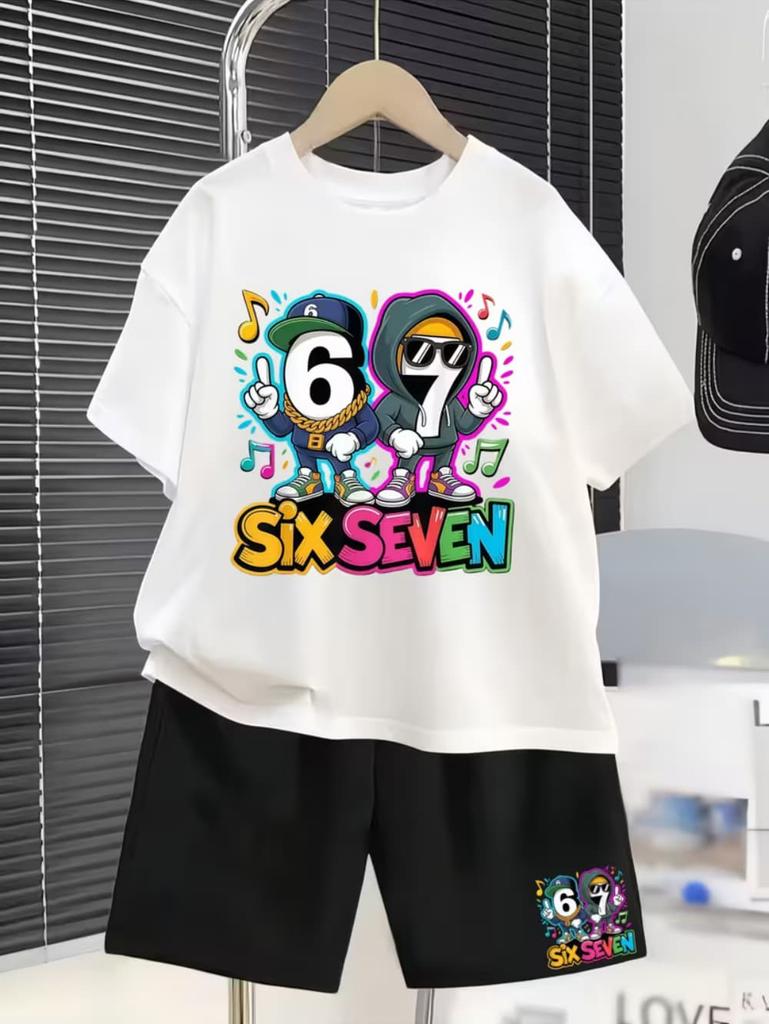 2026 New Cool and Funny Printed Shorts Set Fashionable Children's Casual Outfit