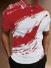 Printed Design – Not Textured Men's Short Sleeve - Flat Digital Print Pattern - No Texture - Abstract Painting with Red and White Blending