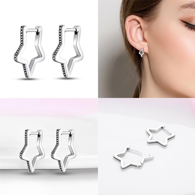 100% 925 Sterling Silver Simple Star And Moon Series Women'S Earrings Suitable For Daily Wear Anniversary Gift