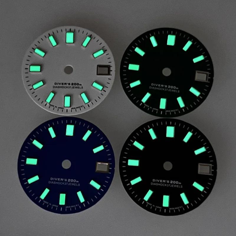 Neues NH35 Zifferblatt/NH34 Zifferblatt S Logo 28,5mm Grün Leuchtend Einzeldatum Mechanisches Zifferblatt für Seiko Modifikations Teile