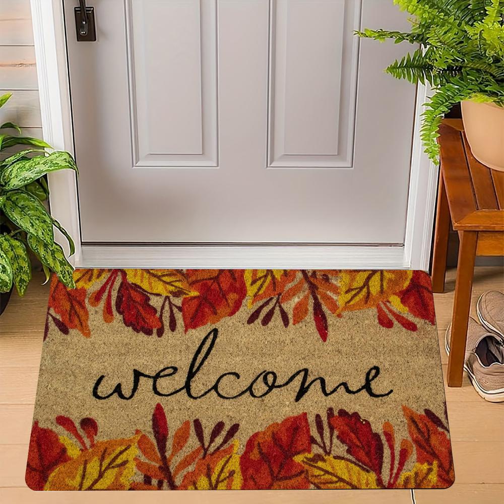 Autumn Maple Leaves Welcome Rug Doormat Machine Washable Carpet For Living Room Bedroom Kitchen And Laundry Rug Floor Mat