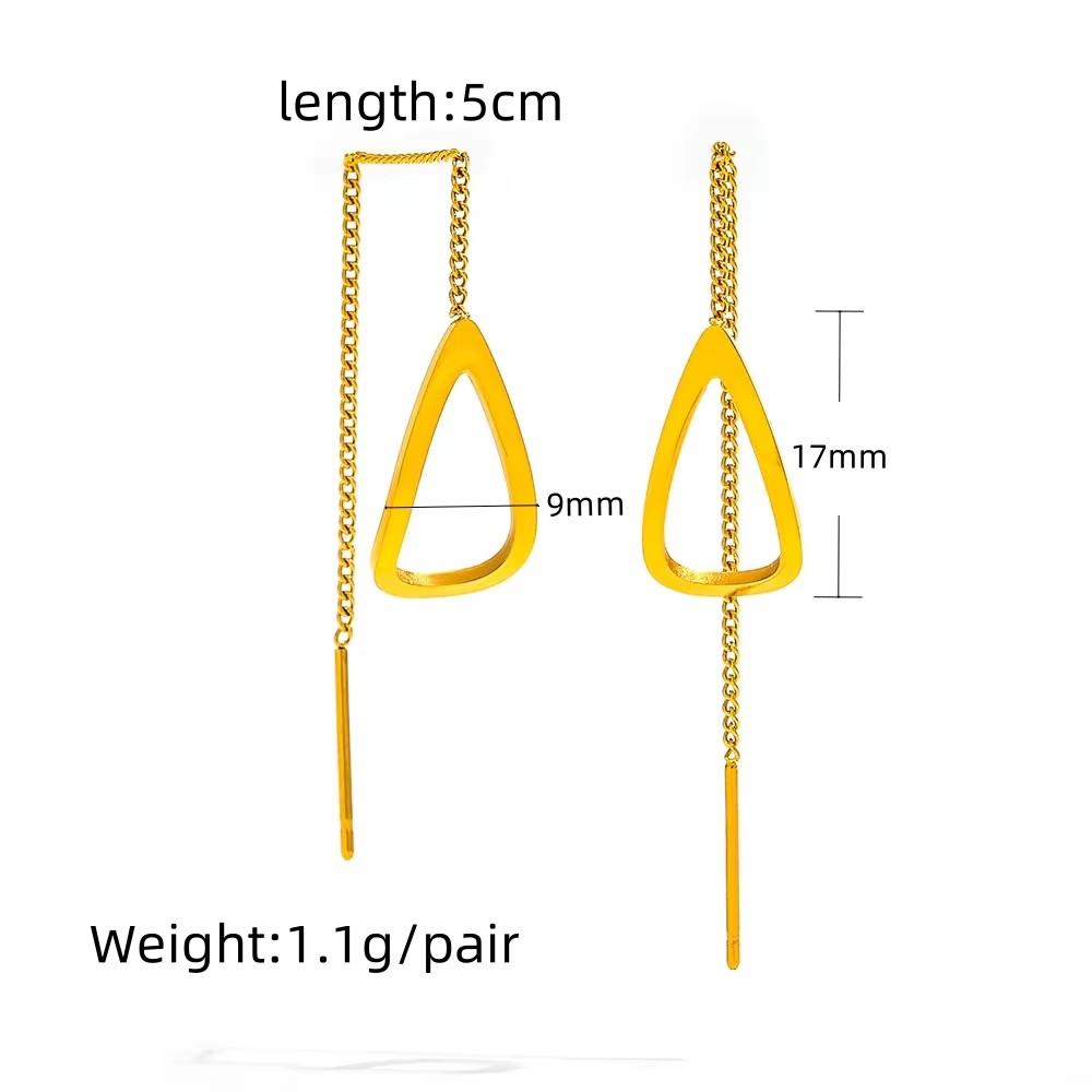 JOOLIM High End 18K Gold Plated Triangle Dainty Chain Tassel Knot Drop Earring Stainless Steel Earrings Gold Jewelry Gift