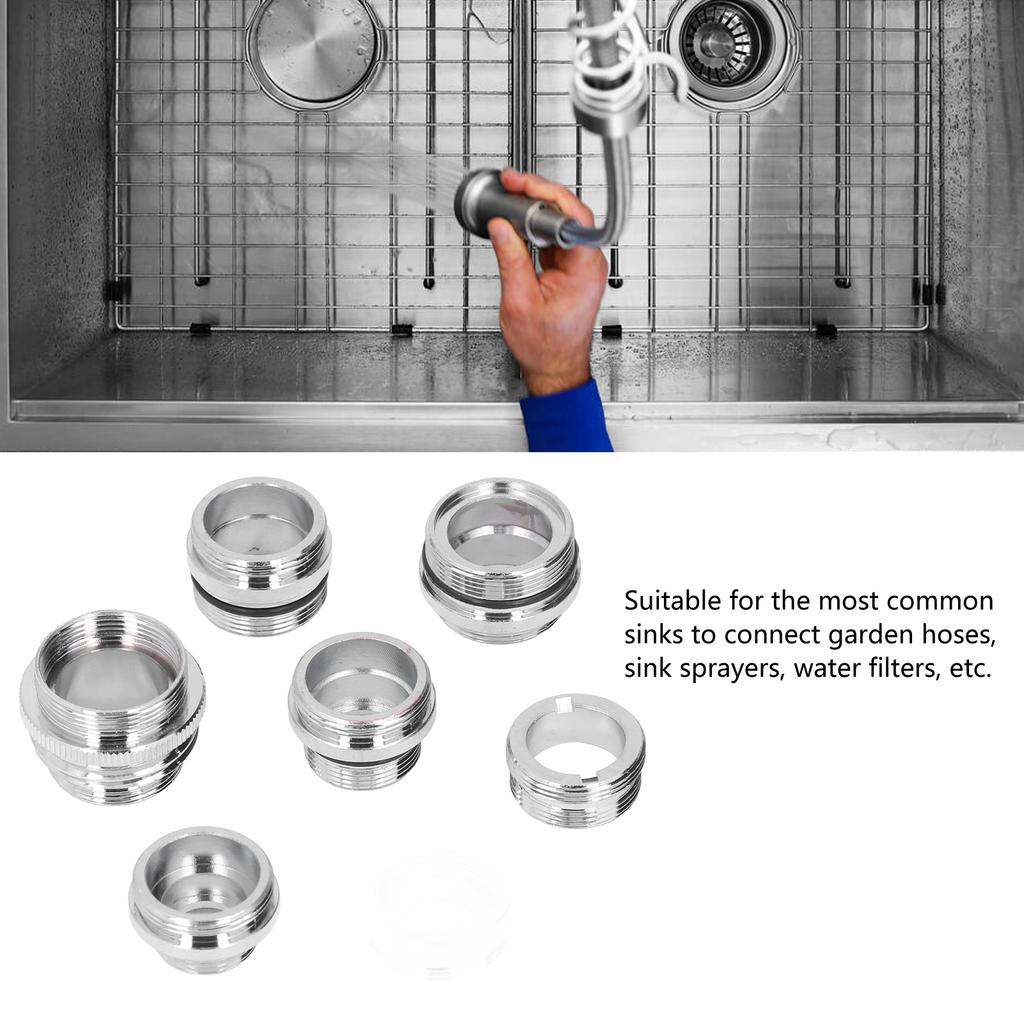 7Pcs/Set Male Female Faucet Adapter Kit with Gasket Brass Aerator Adapter Set for Garden Hose Kitchen Sink