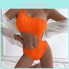 Plain Color Oneshoulder Swimsuit For Women With Padded Bust And Polyester Fabric For Swim And Dance Activities