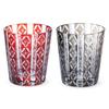Nostalgia Kiriko Pair of Glass Shippo Red Current Model J-kitchens Cups, 79xH90mm, 220cc, & Brown, Bisho,
