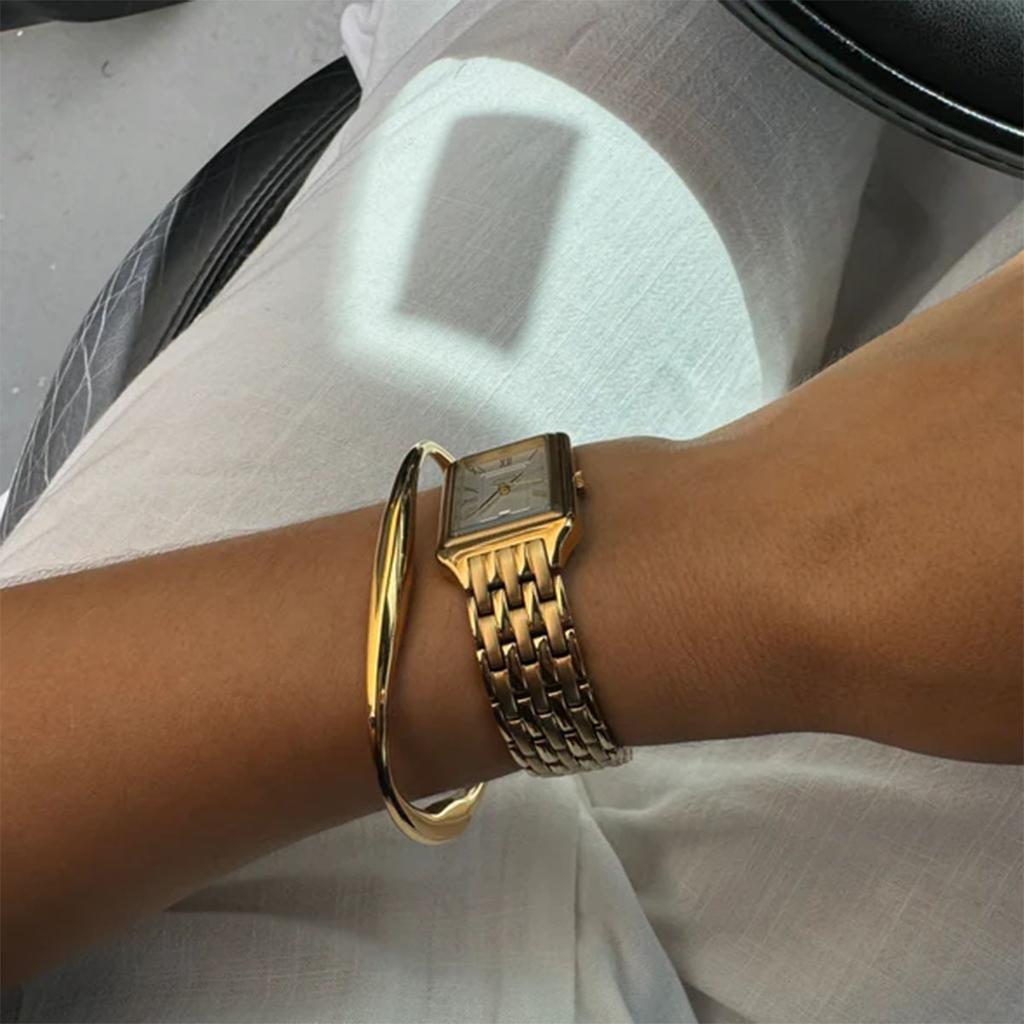 Fashionable Versatile Geometric Irregular Titanium Steel Bangle for Women, Instagram Style