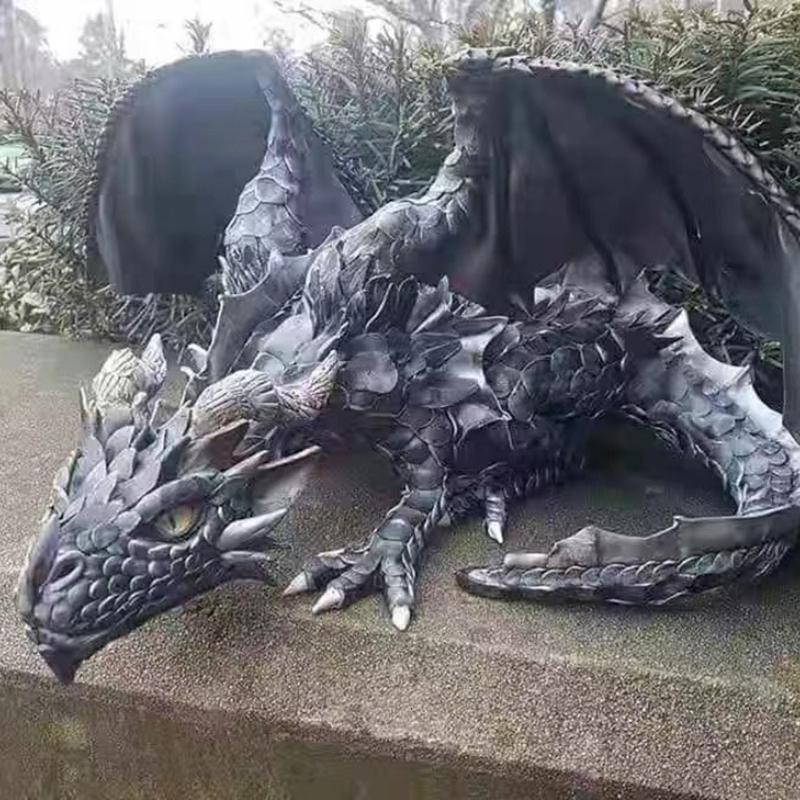 Squatting Dragon Sculpture Guardian Statue Garden Dragon Sculpture Halloween Outdoor Gothic Decoration, Home Design Ornament