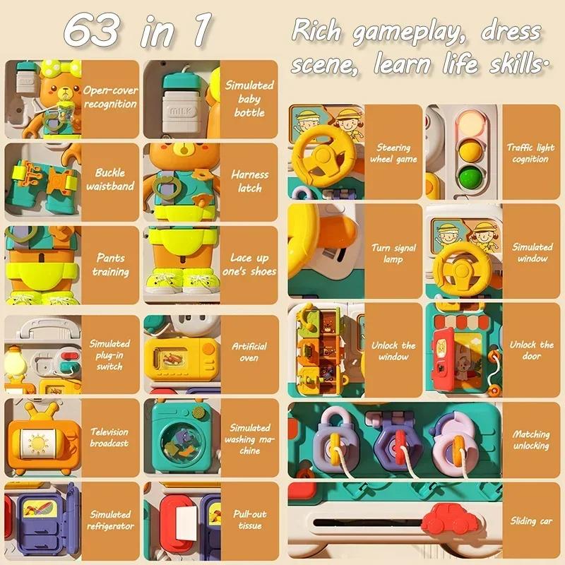 Non-Toxic Baby Sensory Busy Board Montessori Toys Music Lights Switch Multifunction Travel Play Early Educational Activities Toy For Kids