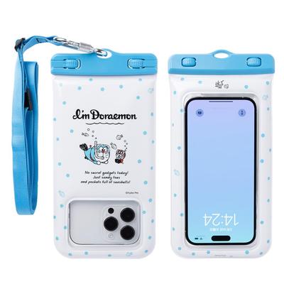 DIVAID Doraemon Waterproof Case with Shoulder Strap with iPhone and Android I'm Wide-Size (Diving/Dot Design) [Compatible Smartphones, Floating,
