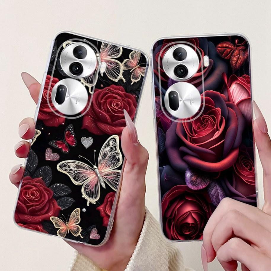 For OPPO Reno 11 Pro 5G Case CPH2607 New Fashion Flower Butterfly Silicone Clear Soft Phone Case On OPPO Reno11 5G CPH2599 Funda