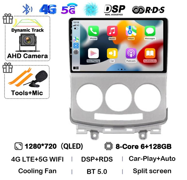 Android 14 Carplay Auto Car Radio For Mazda 5 2005 2006 2007 2008 2009 2010 GPS Multimedia Player Stereo Head Unit Audio WIFI+4G