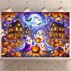 1 piece a dreamy background fabric depicting a celebration of ghosts and pumpkins in the autumn night