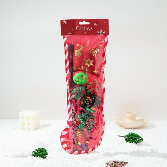 1 Set Christmas Cat Toys Cats Rattle Ball Plush Mice Cat Teaser Wand Kittens Stress Relief Interacting Toys for Cats Play Training Christmas Gift