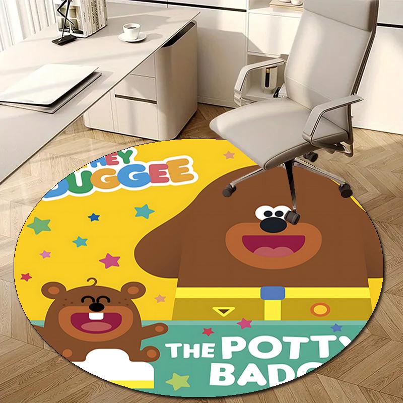 1pc Hey Duggee2 Design Printed Area Round Carpet for Bedroom Living Room Home Decor Rugs Mat Non Slip Mat Rug for Bedside