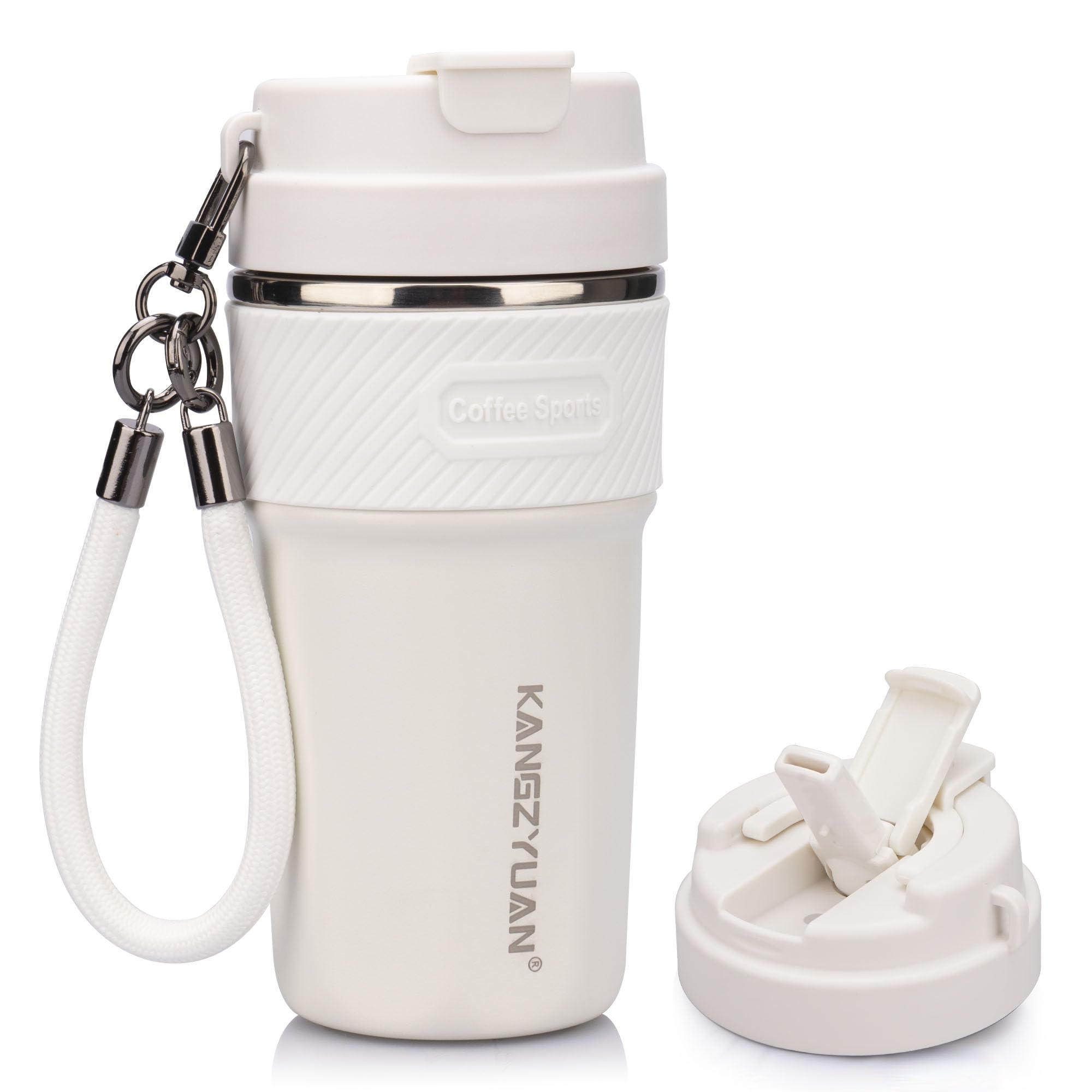 

KZYBODY Керамическая бутылка для воды 500 мл Кружка с вакуумной изоляцией с керамическим покрытием внутри Бутылка для питья через соломинку Прямое питье Сохраняет горячим и холодным белый