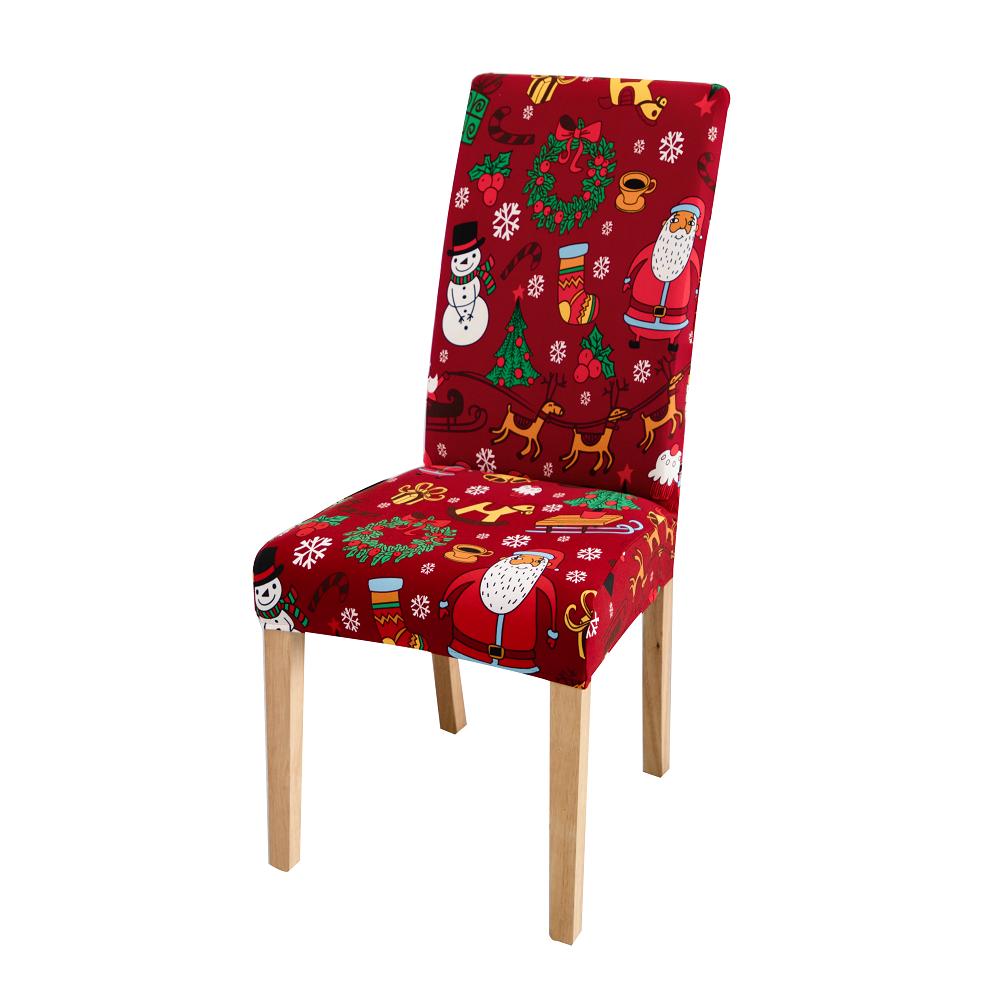 Chair Cover Dining Room Christmas Decor 2025 Santa Claus Snowflake Print Office Chair Covers Stretch Removable Chair Seat Cover