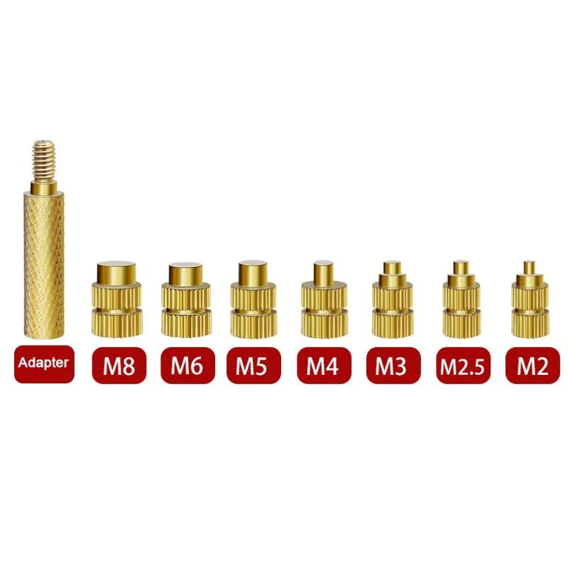 Heat Set Insert Soldering Iron Tip Head M2 M2.5 M3 M4 M5 M6 M8 Hot Melt Insets Nut Brass Embedded Thread Insertion Kit
