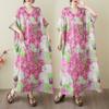 Women's Vintage Long Dress with Cotton and Linen Patterns