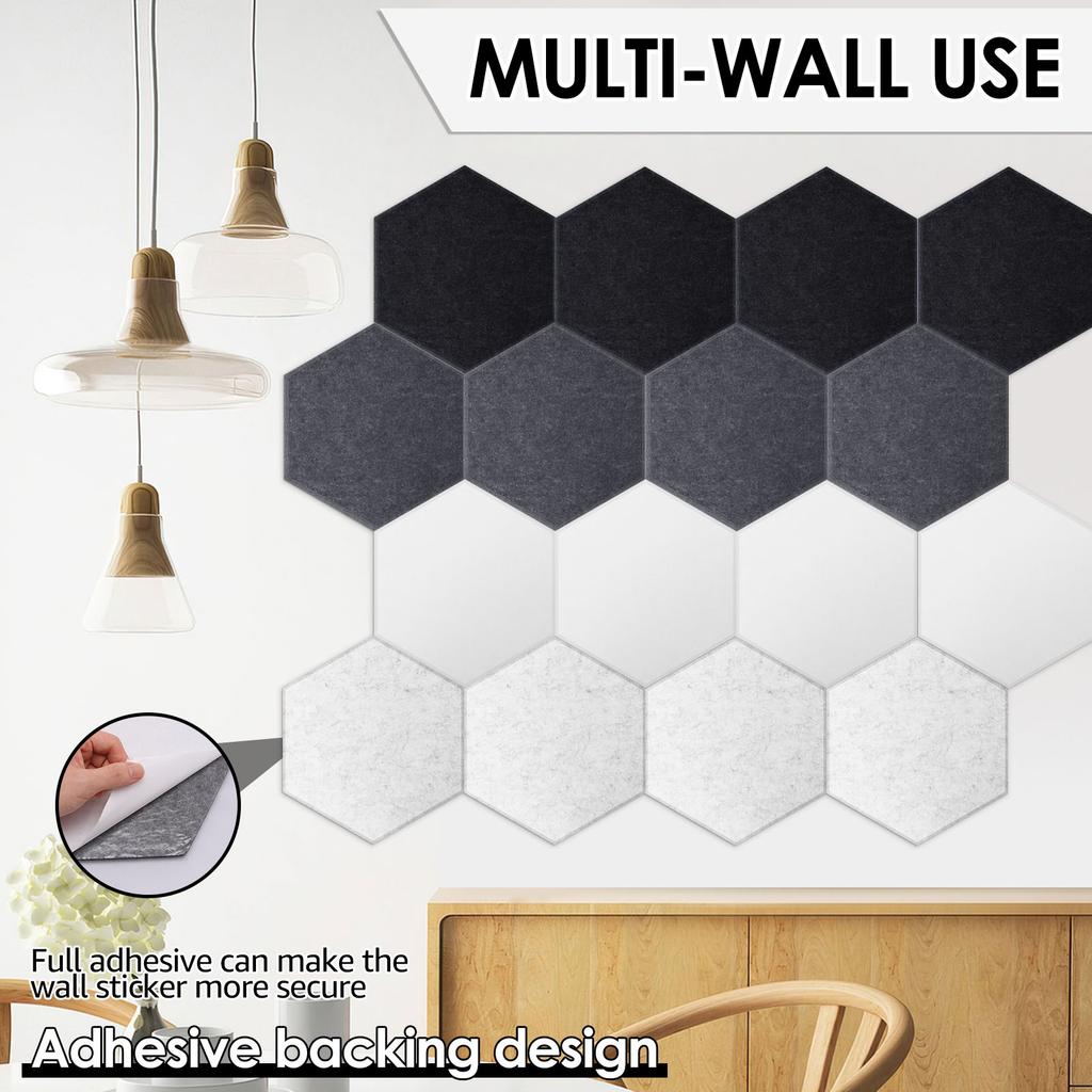 16 Pcs Hexagon Felt Bulletin Board with 50 Push Pins Decorative Hexagon Felt Pin Board for Photos Memos Home and Office Decor